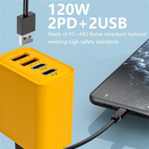 4 Ports 120W Charger Type-C PD Fast Charging Charger EU Plug 3.0 USB Adapter For iPhone Samsung Xiaomi PD USB Generic Charger - Image 3