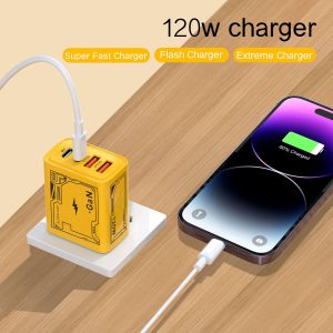 4 Ports 120W Charger Type-C PD Fast Charging Charger EU Plug 3.0 USB Adapter For iPhone Samsung Xiaomi PD USB Generic Charger