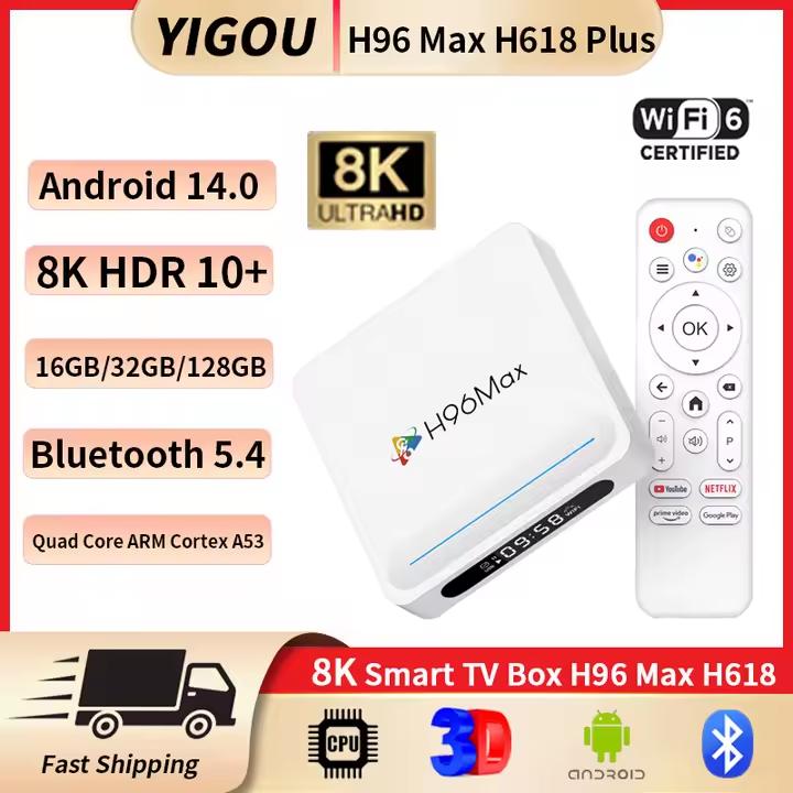 New Android 14.0 H96 Max H618 Plus Allwinner H618 HDR 8K Wifi6 BT5.4 Voice Assistant Media Player 8 withFREE worlwide Channels - Image 5
