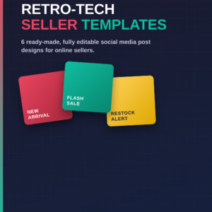 Retro-Tech Seller Templates — 6 Editable Social Media Post Designs